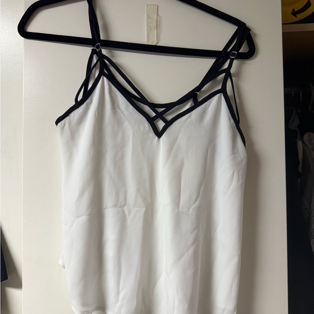 Brandy Melville White Camisole with Black Straps